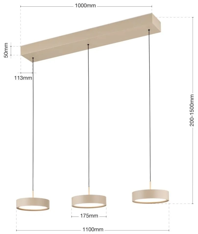 Lustra LED suspendata iluminat ambiental TEIDE khaki