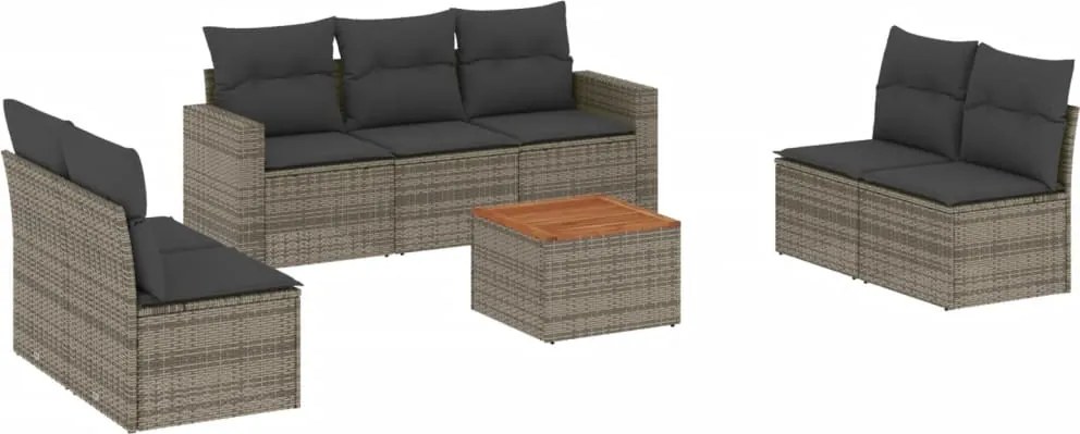 vidaXL Set canapele de grădină cu perne, 8 piese, gri, poliratan