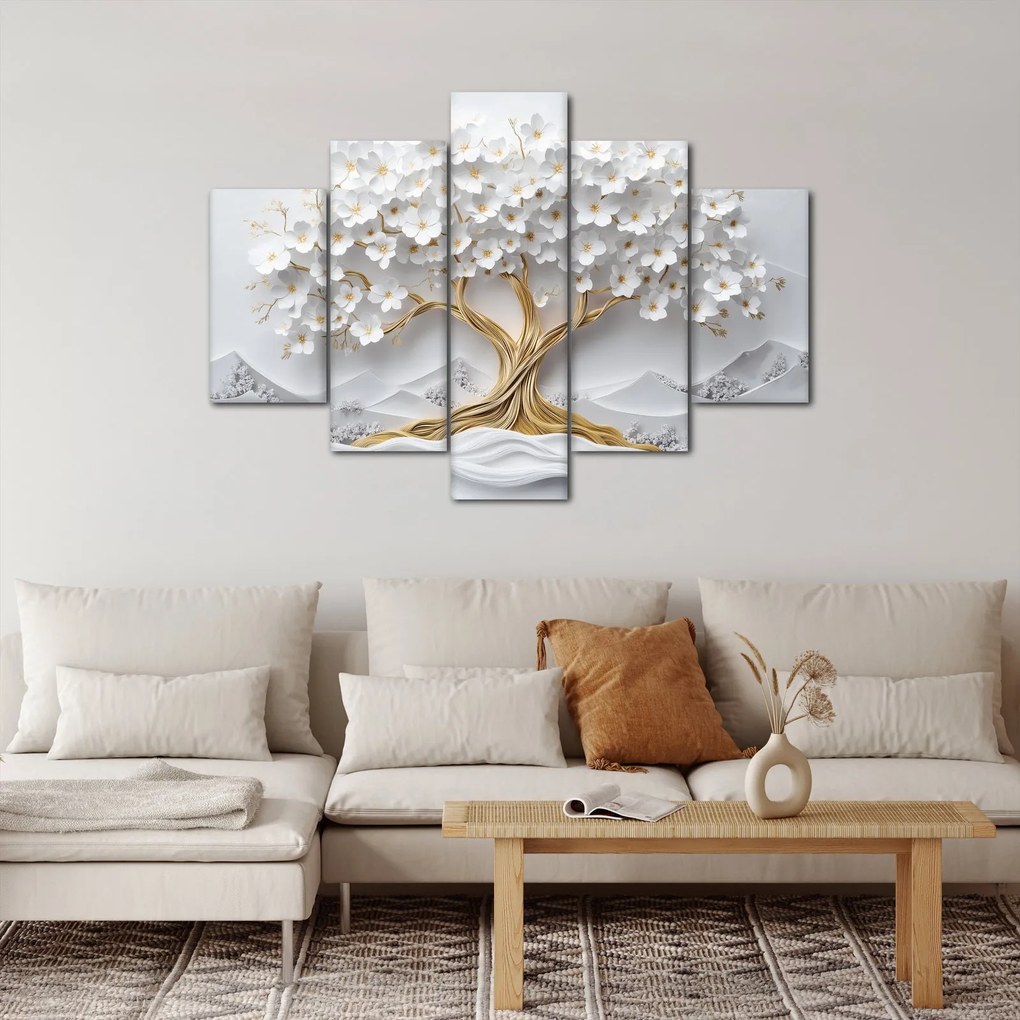 Tablou – Arborele vieții 3D plin de flori (150x105 cm)