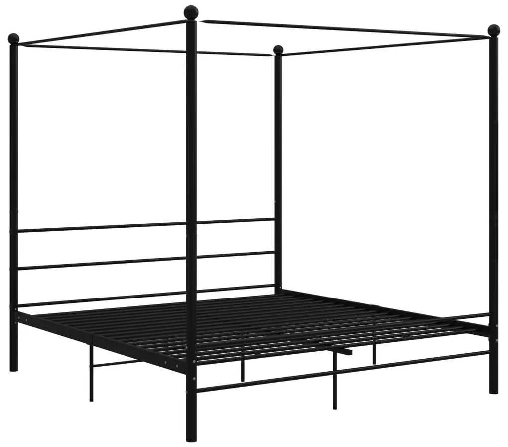 325066 vidaXL Cadru de pat cu baldachin, negru, 180x200 cm, metal