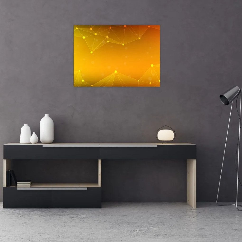 Tablou pe sticlă abstract galben (70x50 cm)