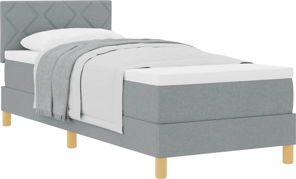 vidaXL Pat cu arcuri cu saltea Gri deschis 80 x 200 cm țesătură