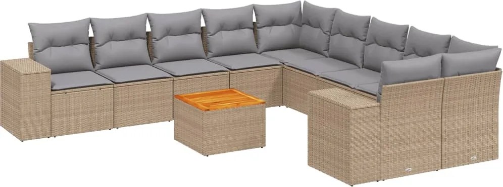 vidaXL Set canapele de grădină cu perne, 11 piese, bej, poliratan