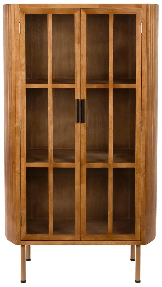 Vitrină în culoare naturală din lemn de arbore de cauciuc 80x140x38 cm Yaz – White Label