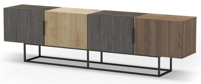 Masă TV în culoare naturală cu aspect de lemn de stejar 200x55 cm Titan – Marckeric