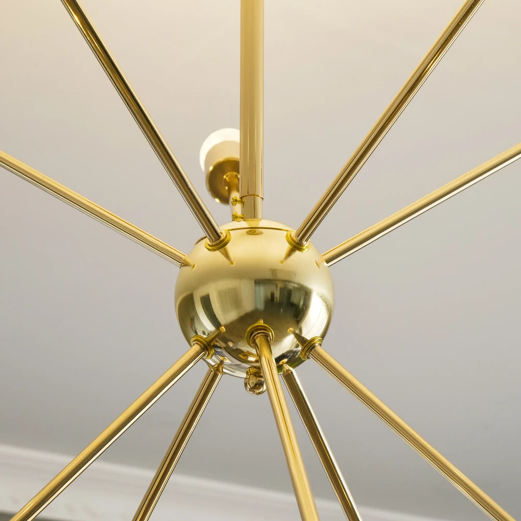 HOMCOM Lustră Suspendată Stil Sputnik, Metal Auriu, 10 Lumini, Ideală pentru Bucătărie, Sufragerie, Dormitor, 65x65x78.5 cm | Aosom Romania