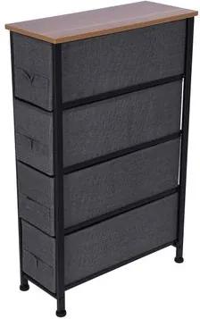 Comoda Grunberg , 20 x 48 x 75.5 cm, 4 sertare , gri/negru TB70-GRI