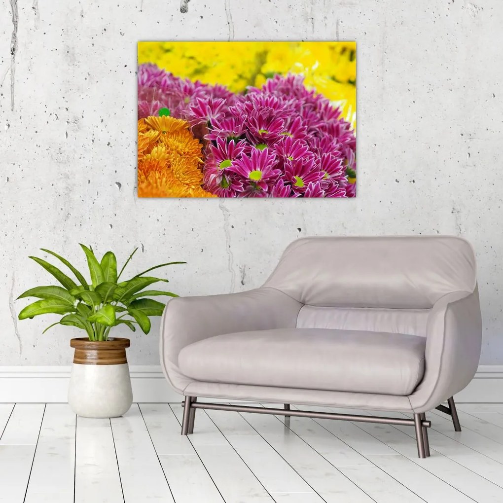 Tablou pe sticlă cu floarea roz (70x50 cm)