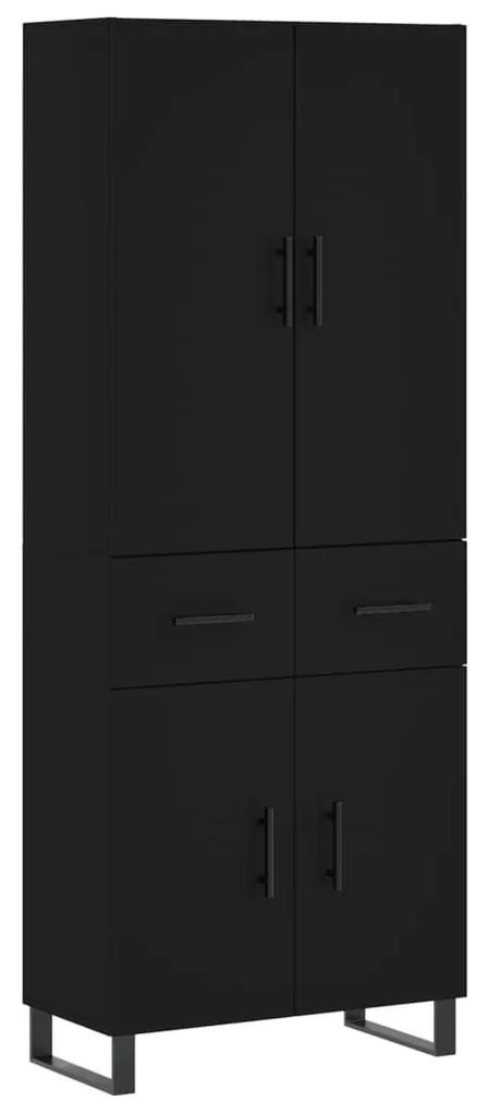 3198170 vidaXL Dulap înalt, negru, 69,5x34x180 cm, lemn compozit