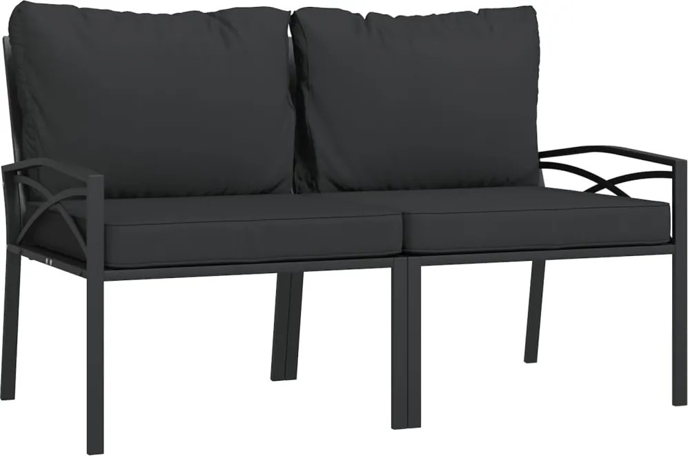 vidaXL Scaune de grădină cu perne gri, 2 buc., 62x75x79 cm, oțel