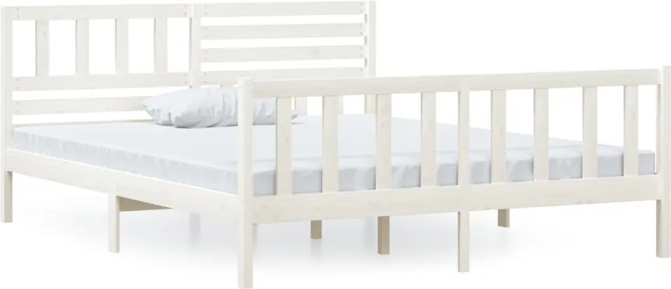 vidaXL Cadru de pat, alb, 120x200 cm, lemn masiv