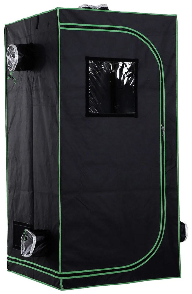Outsunny Cort Hidroponic din Oxford 600D cu 5 Orificii de Ventilație Reglabile și Fereastră, 80x80x160 cm, Negru | Aosom Romania