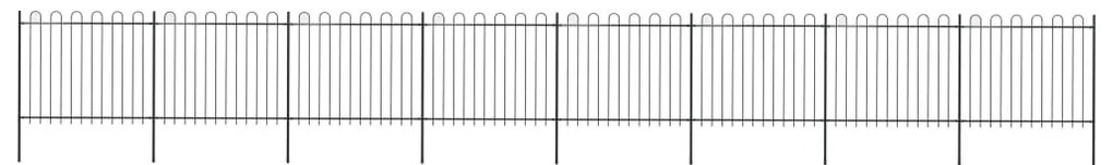 vidaXL Gard de grădină cu vârf circular din oțel, 1426x150 cm, negru