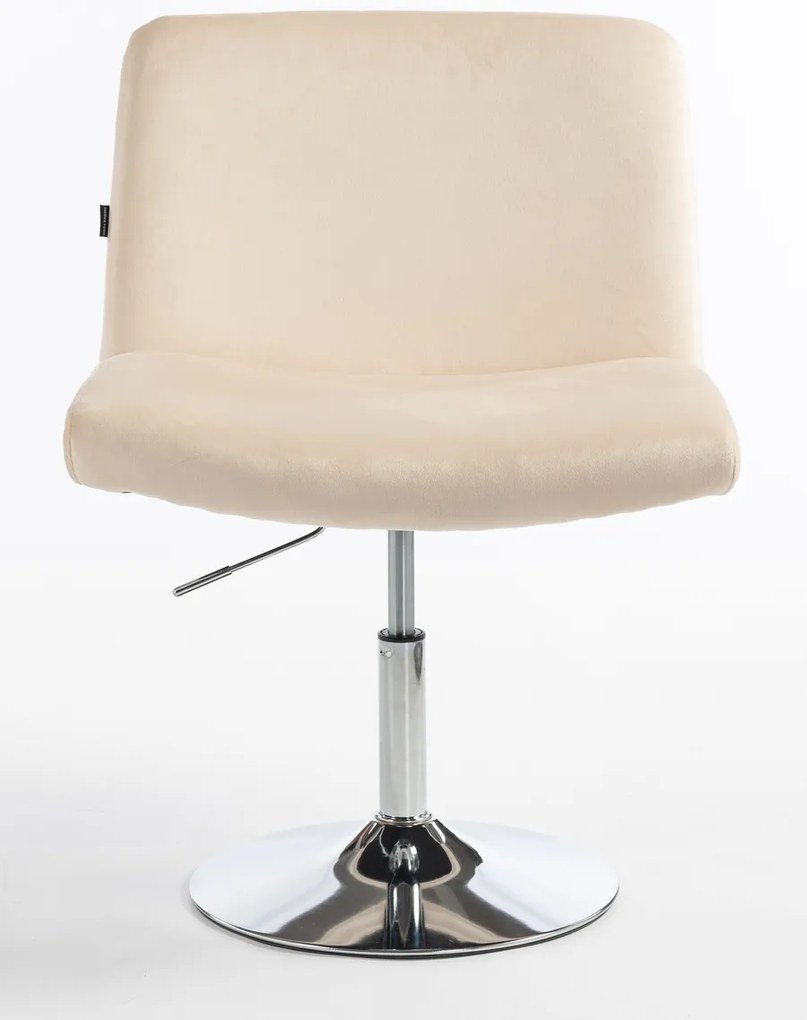 HR150N Scaun Crem din Catifea cu Bază Cromata