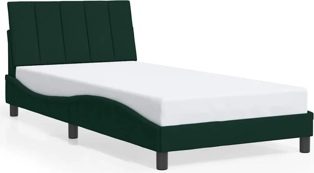 vidaXL Cadru de pat fără saltea, Hanko, verde închis, 100x200 cm, catifea