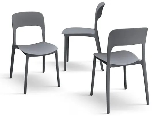 PAZZO DESIGN Set de 4 scaune Luana gri din polipropilenă | Aosom Romania