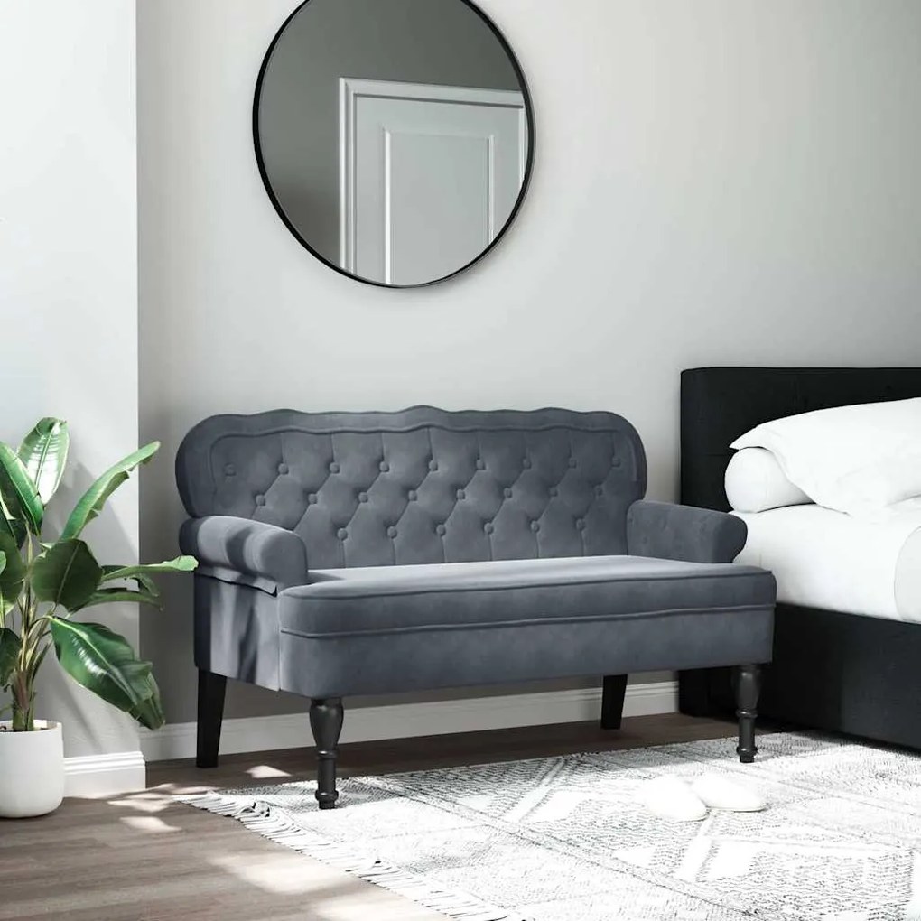 vidaXL Banchetă cu spătar, gri închis, 119,5x64,5x75 cm, catifea