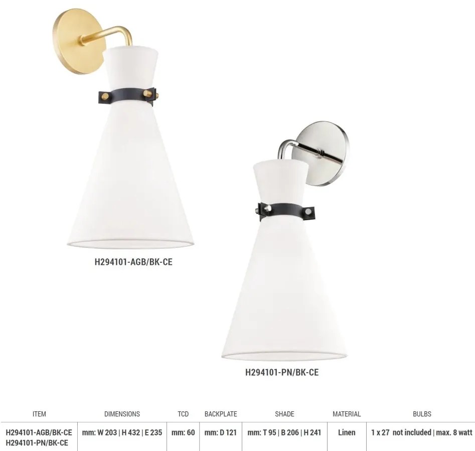 Aplica de perete design modern JULIA, alama antichizata