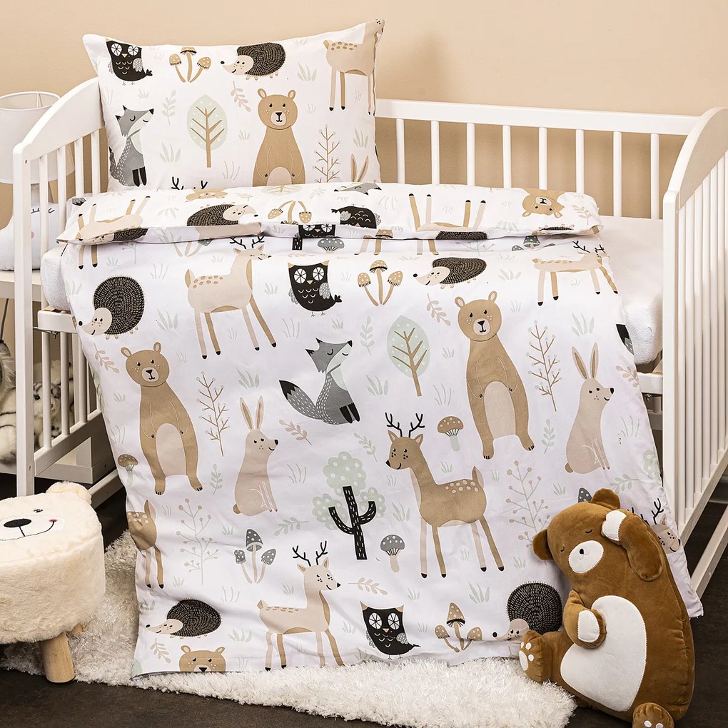 Lenjerie de pat din bumbac pentru copii 4Home Nordic Friends, 100 x 135 cm, 40 x 60 cm