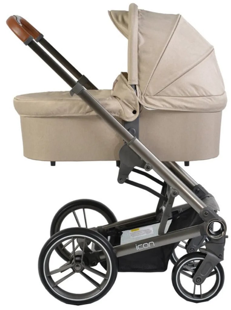 Carucior nou nascuti 3 in 1 NOVOKIDS™ Icon , Cadru Aluminiu, Maner piele, Roti din spuma PU, Geanta bebe, Landou, Scoica auto, Spatar reglabil 3