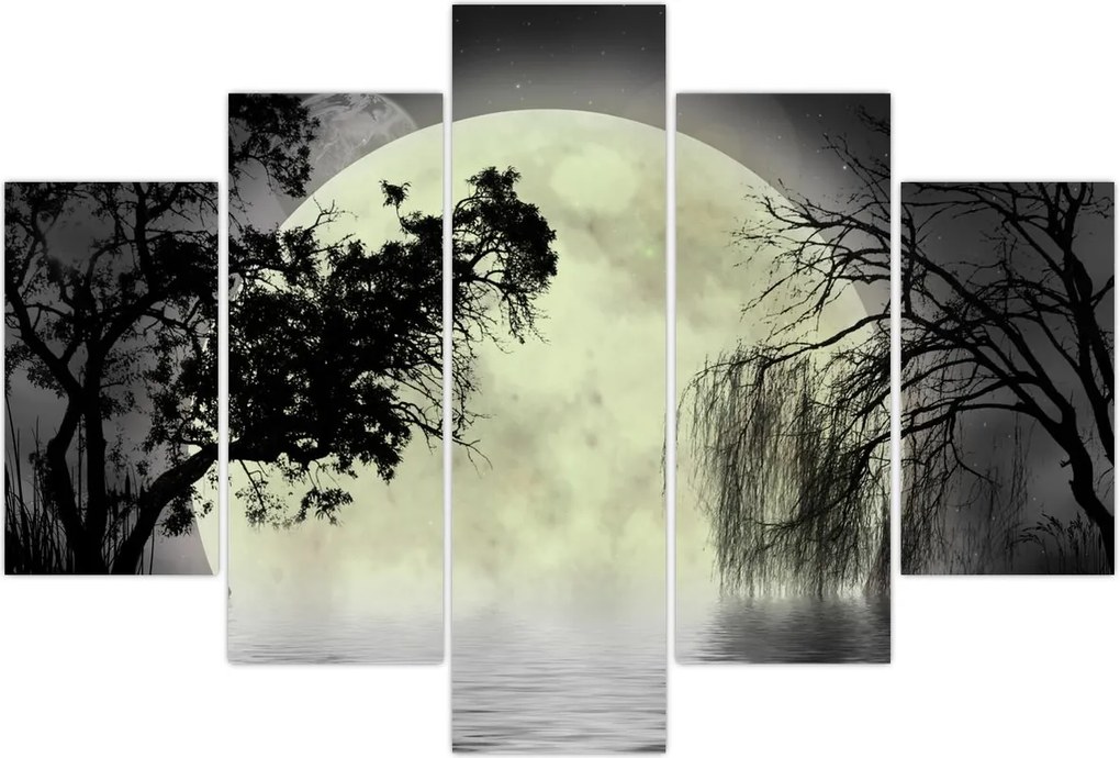 Tablou - Lună plină deasupra apei (150x105 cm)