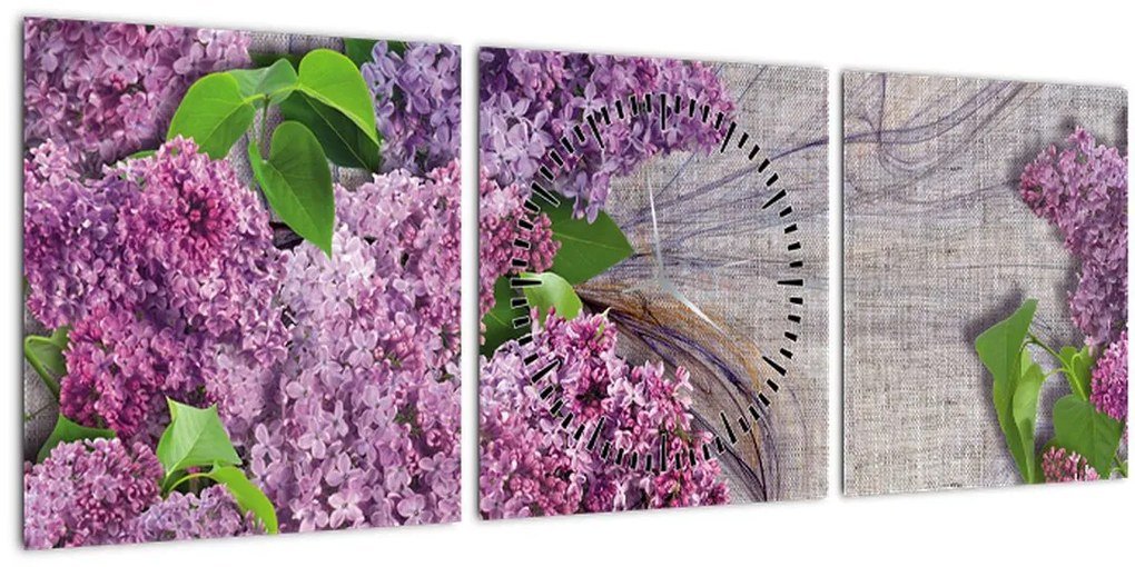 Tablou - Flori de liliac (cu ceas) (90x30 cm)