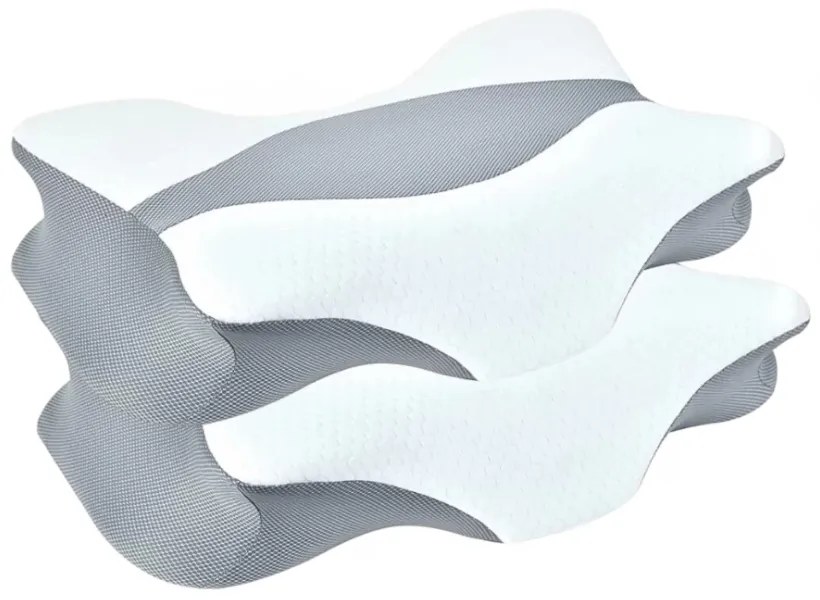 PACHET 2 PERNE CERVI-SAN CERVICAL, pernă cervicală, puncte de eliberare a presiunii cervicale, ameliorează durerile de gât, umeri, design ergonomic, spumă cu memorie, husă detașabilă