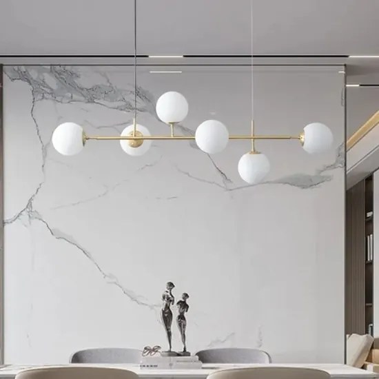 Lustra suspendata Gold, Elit's 6 globuri Albe