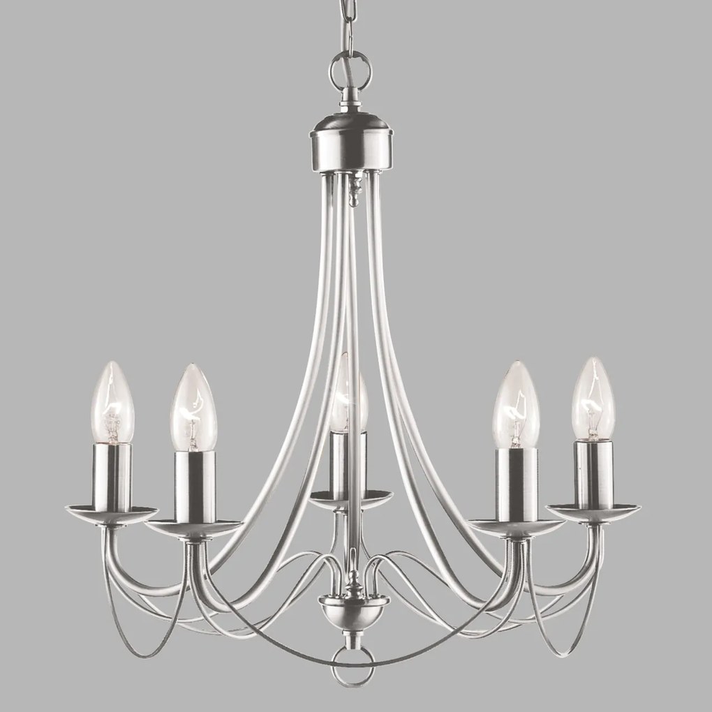 Candelabru traditional stil clasic Maypole argintiu 5L 6345-5SS SRT