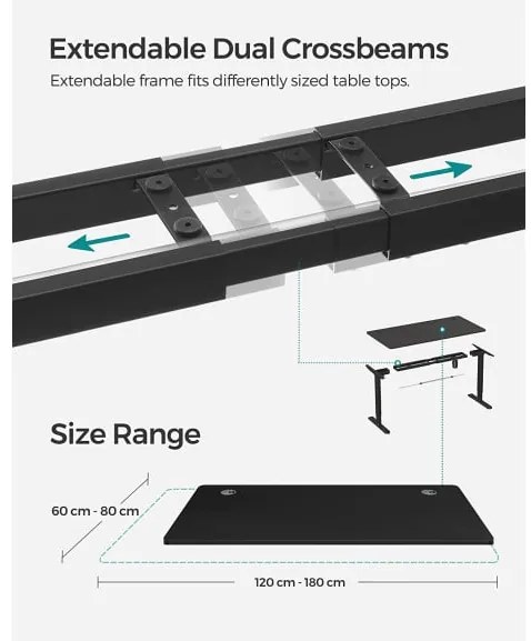 Birou Electric, Reglabil Pe Inaltime, Negru, 70 X 140 Cm