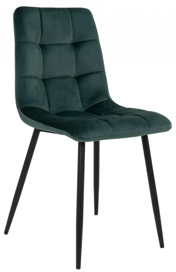 Scaun dining verde din catifea cu picioare negre Middelfart