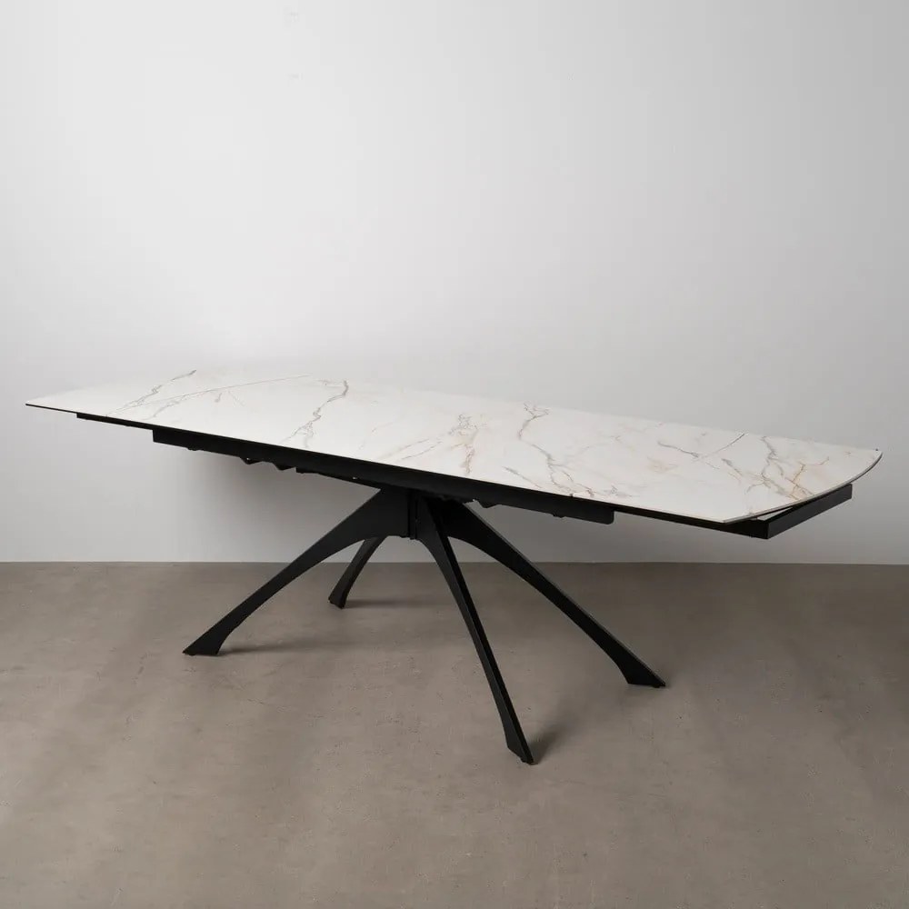 Masă de dining extensibilă cu blat cu aspect de marmură cu blat suplimentar 90x180 cm Rocía – Ixia