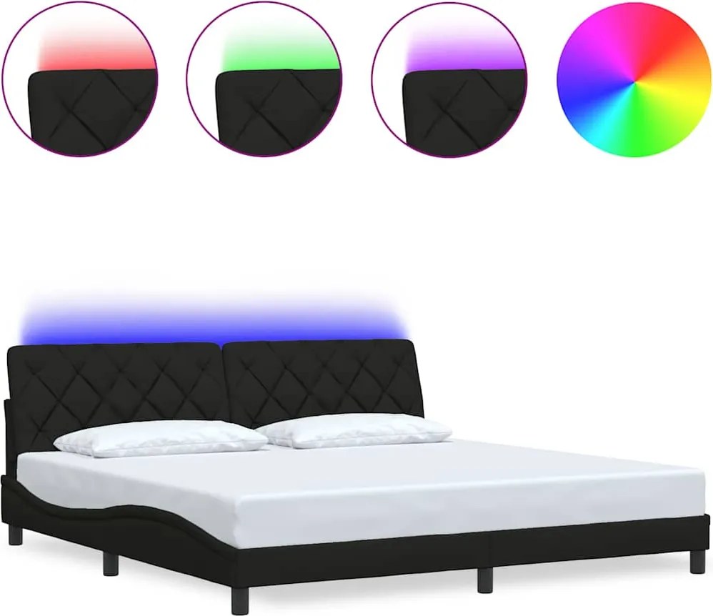vidaXL Cadru de pat cu LED fără saltea țesătură neagră 200x200 cm
