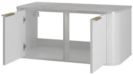 Set mobilier baie Mekona I (Alb mat + Marmură Alb + auriu) (cu chiuvetă și sifon). 1103870