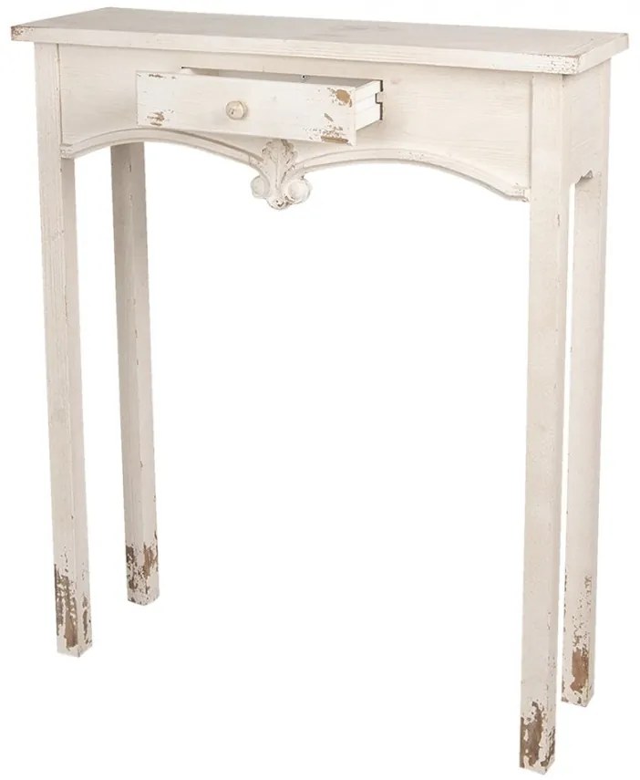 Consola alba, din lemn, aspect vintage, Eloanne