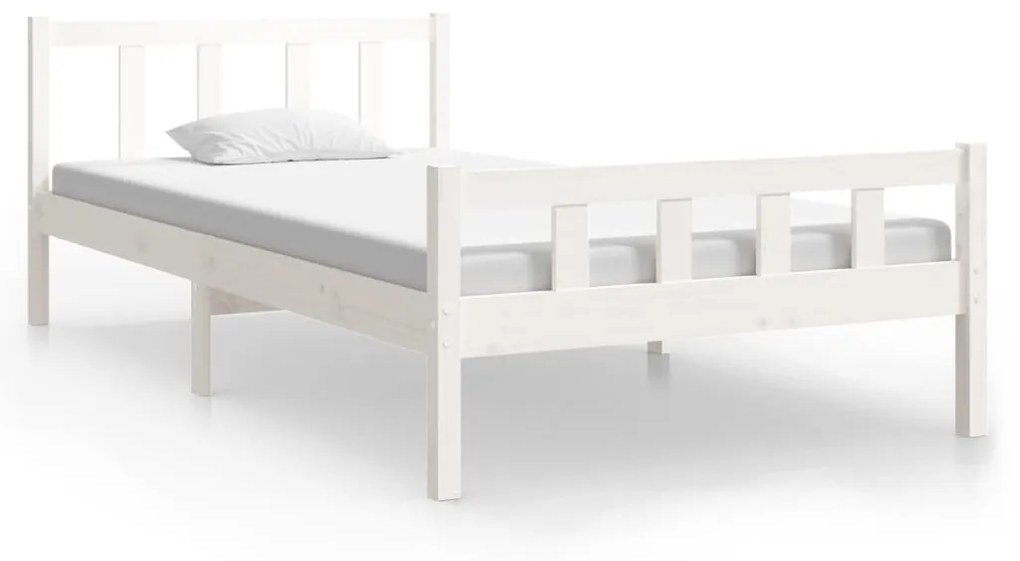 810665 vidaXL Cadru de pat, alb, 90x200 cm, lemn masiv
