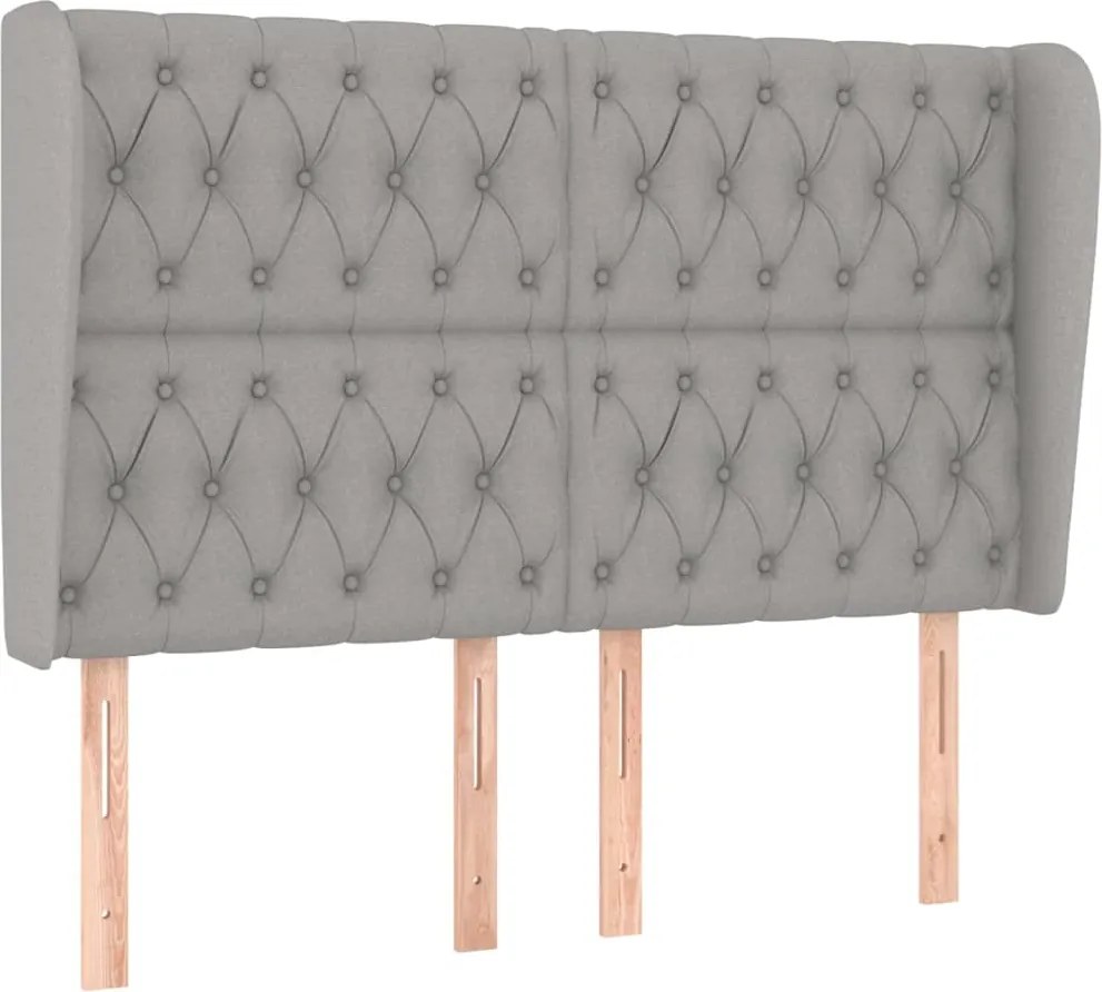 vidaXL Tăblie de pat cu aripioare gri deschis 163x23x118/128 cm textil