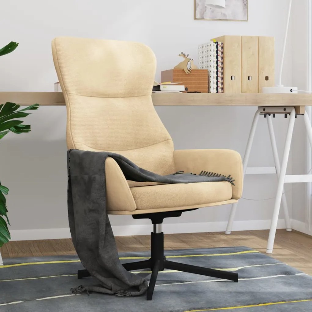341117 vidaXL Scaun de relaxare, alb crem, catifea