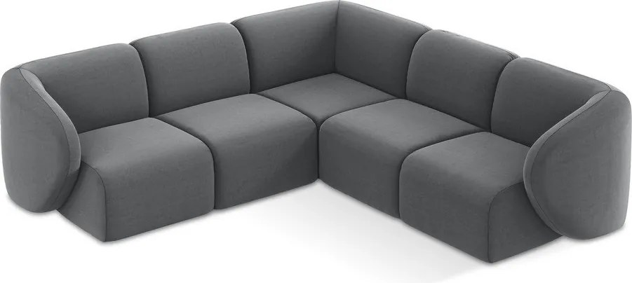 Colțar gri cu tapițerie din catifea Lani – Makamii