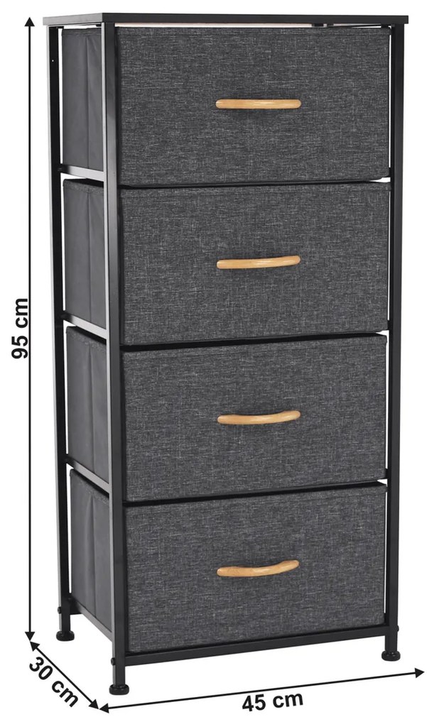 Comodă cu sertare din material textil PALMERA,negru