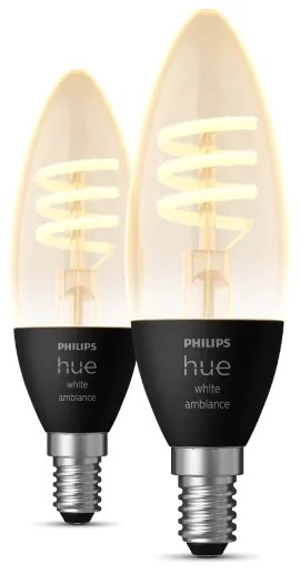 SET 2x bec LED dimabil Philips Hue WHITE AMBIANCE E14/4,6W/230V