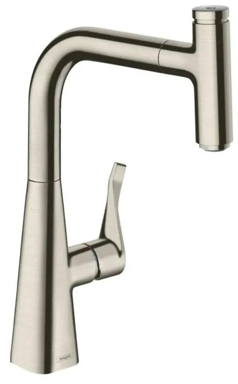 Baterie bucatarie cu dus extractibil crom periat Hansgrohe Metris M71 240 cu 1 jet