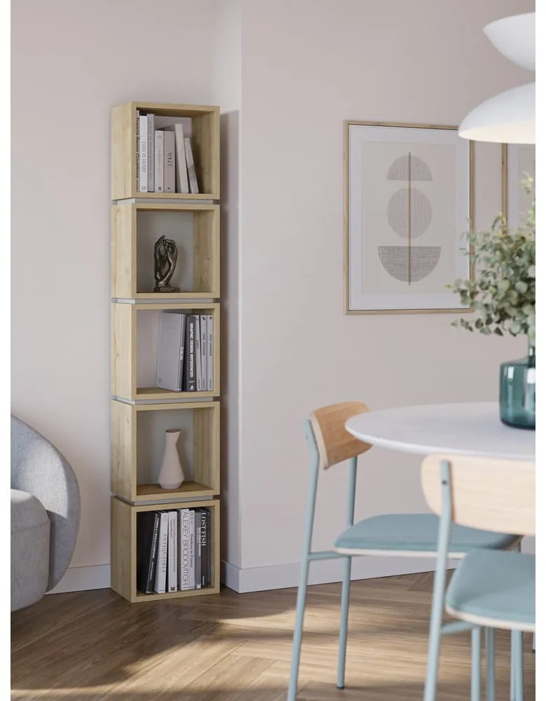 Bibliotecă verde/în culoare naturală cu aspect de lemn de stejar 32x167 cm Lofty – Marckeric