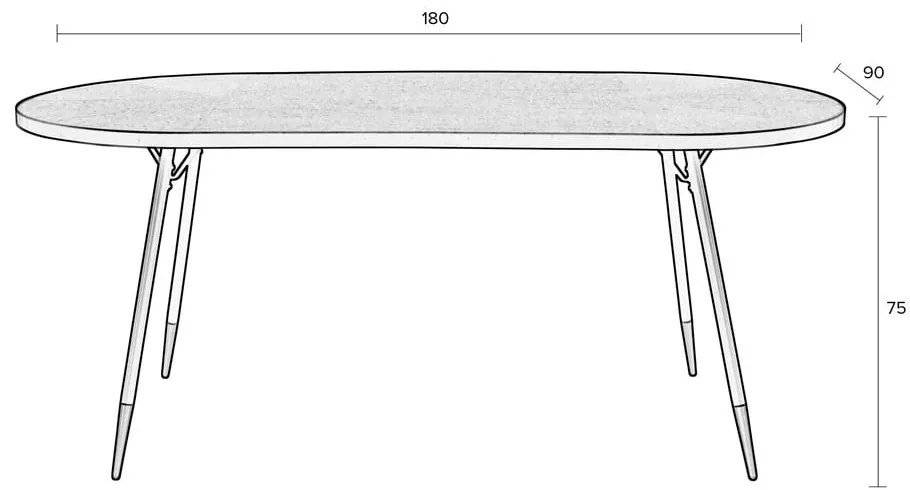 Masă de dining cu blat cu aspect de lemn de frasin 90x180 cm Denise – White Label