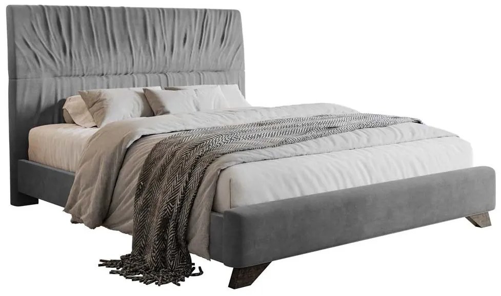 Pat matrimonial 160 cm Lania 160 (cu somieră) (gri). 1098721
