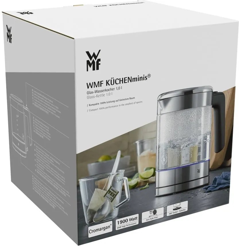 Cană fierbător din sticlă WMF KITCHENMINI, 1 l