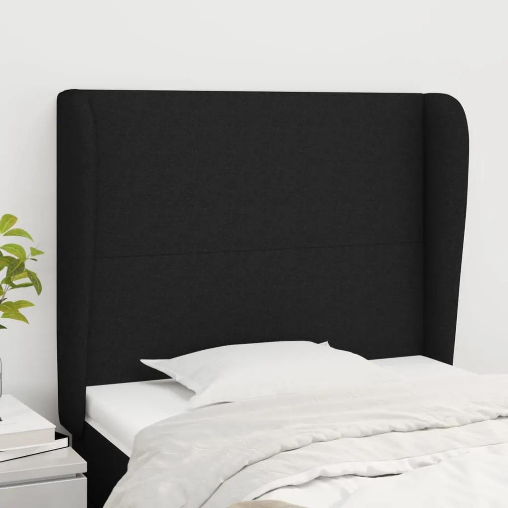 3117668 vidaXL Tăblie de pat cu aripioare, negru, 103x23x118/128 cm, textil