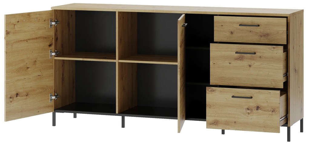 Comodă Lorren 48 (stejar artisan + negru mat). 1068173