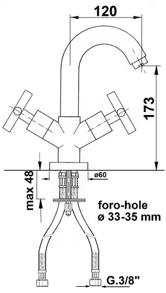 Sapho - Baterie pentru lavoar AXIA, crom lucios