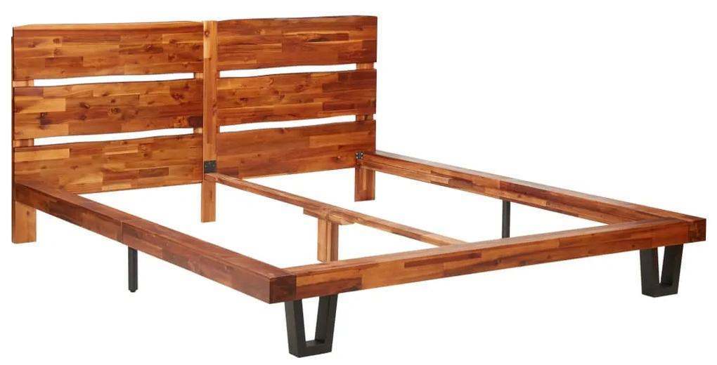 Cadru de pat margini naturale, 160 cm, lemn masiv de acacia 160 x 200 cm